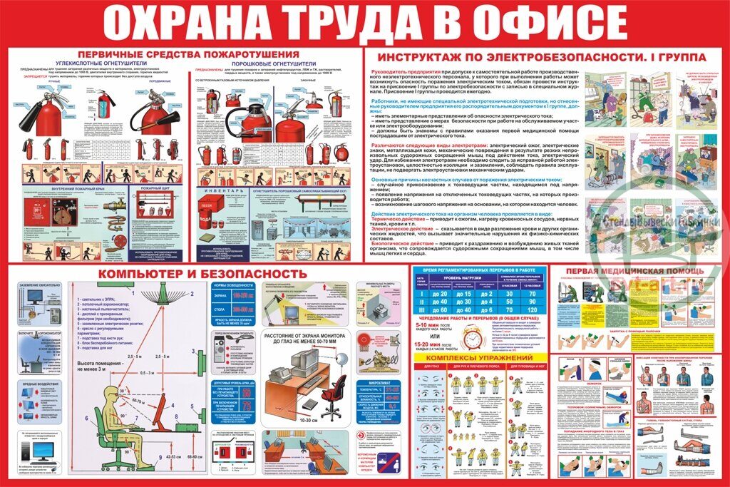 охрана труда в офисе  600х900 мм